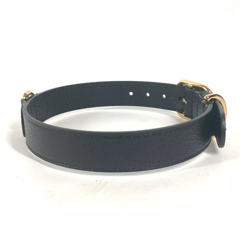 Gucci 695256 Gg Large/Extra Large Pet Dog Collar Black/Goldhardware Unused View 4
